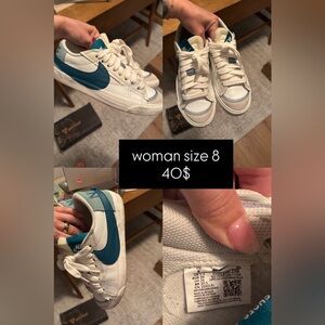 Nike Women’s White Sneakers with Teal Swoosh